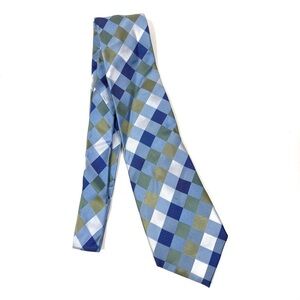3/$30 Geoffrey Beene | 100% Silk Stain Resistant Blue Checked Necktie